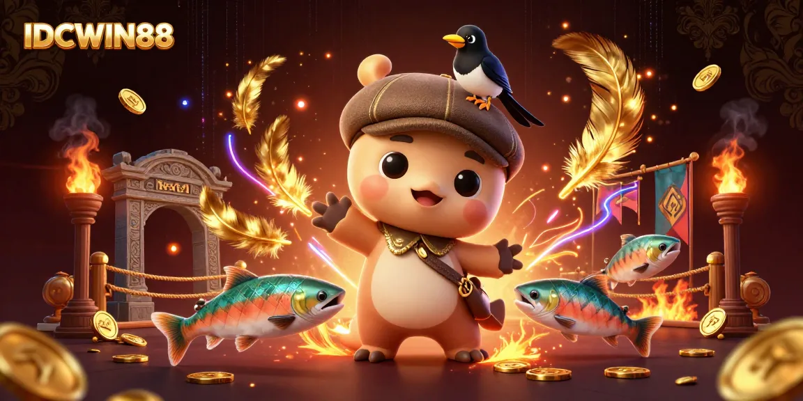 Experience the thrilling excitement of IDCWIN88 with captivating jackpot scenes featuring fun characters and dynamic elements.