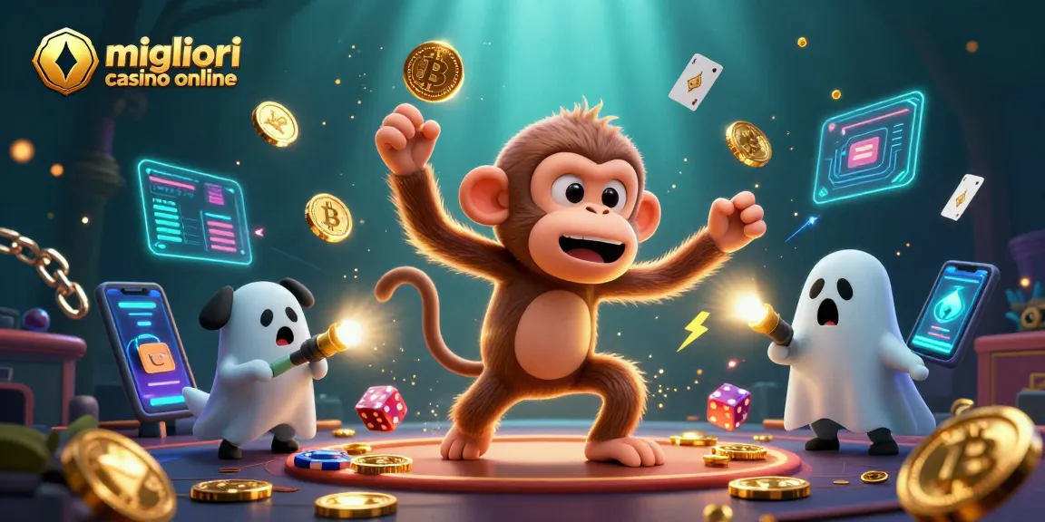 I migliori casino online mettono in mostra un'esplosione di monete d'oro e giochi immersivi in un'illustrazione accattivante.