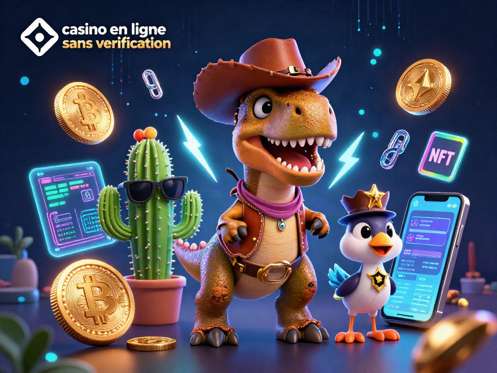 Jouez sur un casino en ligne sans vérification avec un T-Rex et des éléments de jeu crypto fascinants.