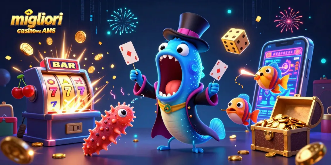I migliori casino non AAMS mostrano un'illustrazione vibrante di un'anguilla pelagica in un atto di magia dei casinò.