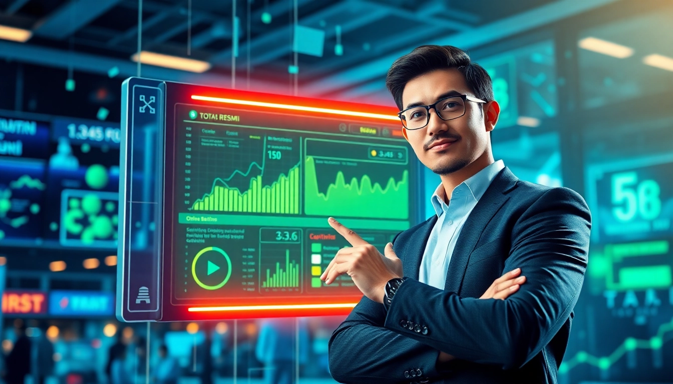 Tampilkan interface digital menarik untuk toto resmi dengan statistik yang kompleks dan interaksi pengguna.