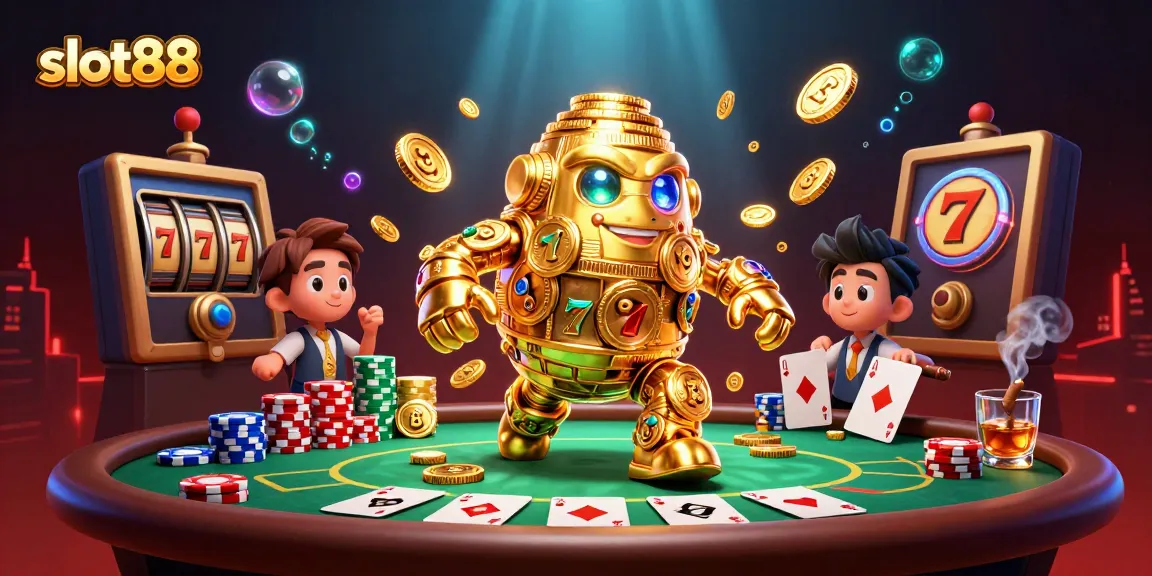 Spin the reels with slot88, showcasing vibrant 3D casino elements and thrilling gameplay.