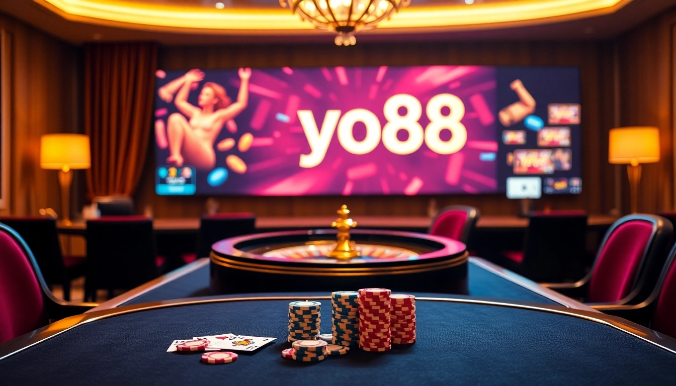 Experience thrilling gameplay and strategy at yo88 poker tables with colorful chips and cards.