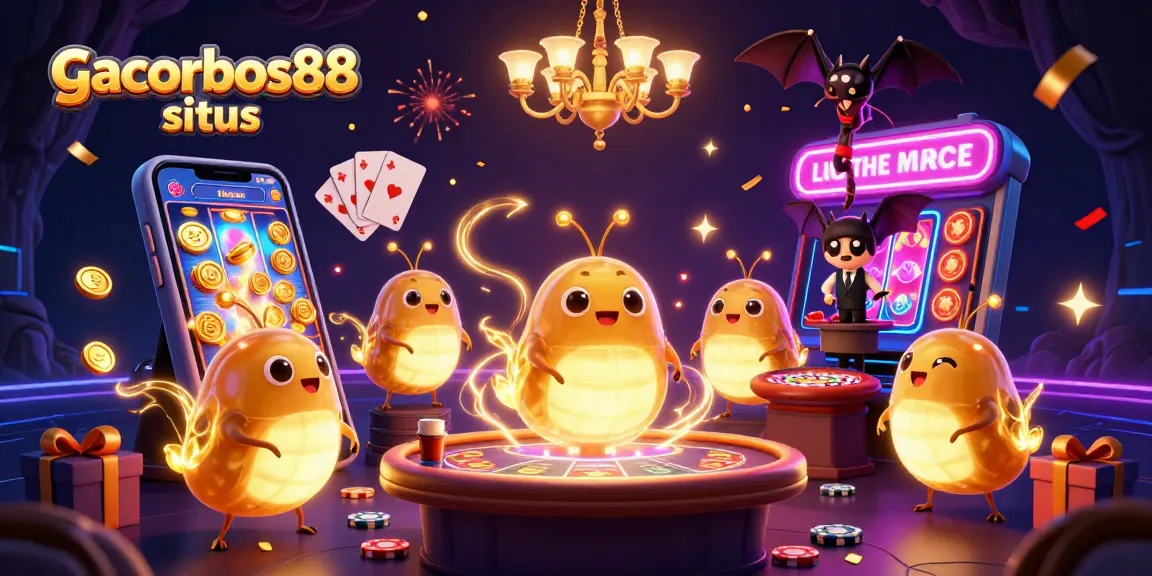 Experience excitement at gacorbos88 situs with vibrant glowworm casino scene and thrilling gaming elements.