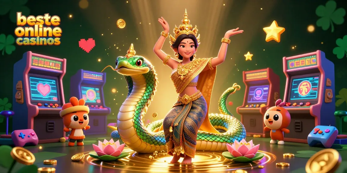 Engage in the beste online casinos experience with vibrant characters and gaming elements illustrated in a captivating scene.