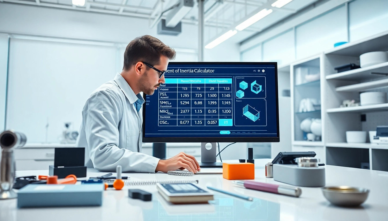 Calculate moments of inertia with our advanced moment of inertia calculator in a sleek lab setup.