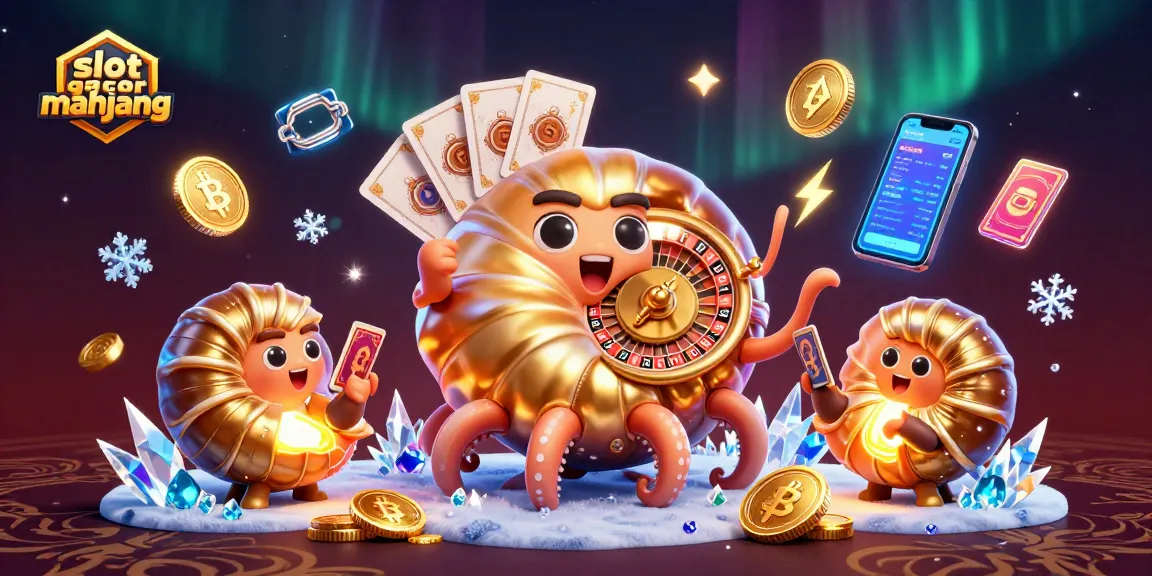 Spin slot gacor mahjong on a vibrant 3D casino illustration filled with glowing coins and unique characters.