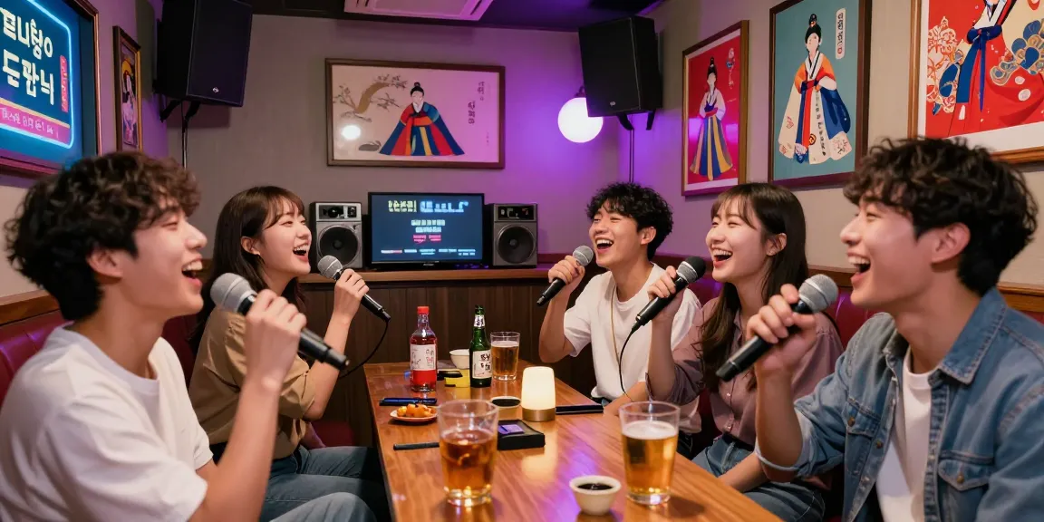 Enjoying nightlife at https://www.magic4karaoke.com/ karaoke bar with drinks and friends in Jeju Island.