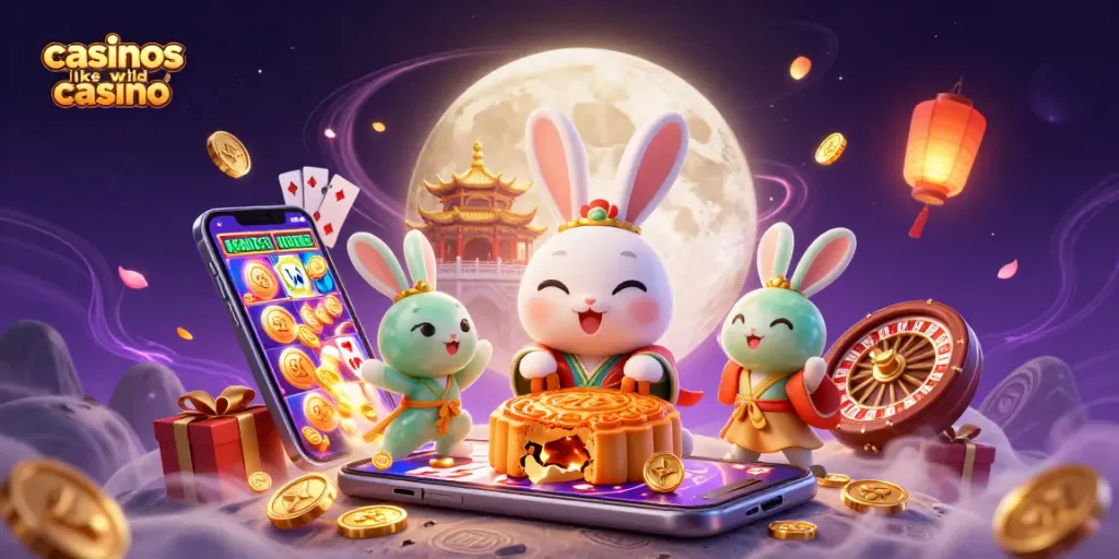 Engage with casinos like wild casino as the moon rabbit reveals poker chips from mooncakes.