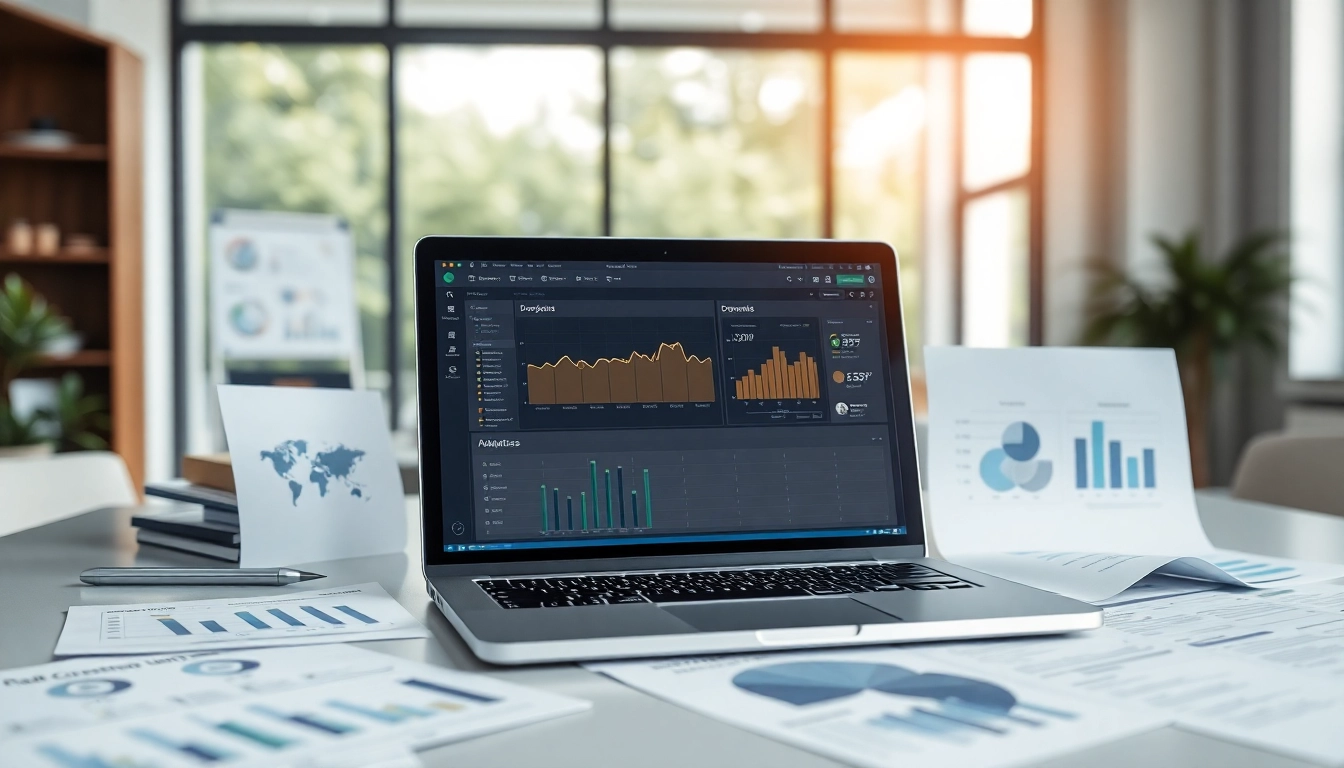 Visualize a document and link tracking tool on a laptop with analytics, enhancing office productivity.