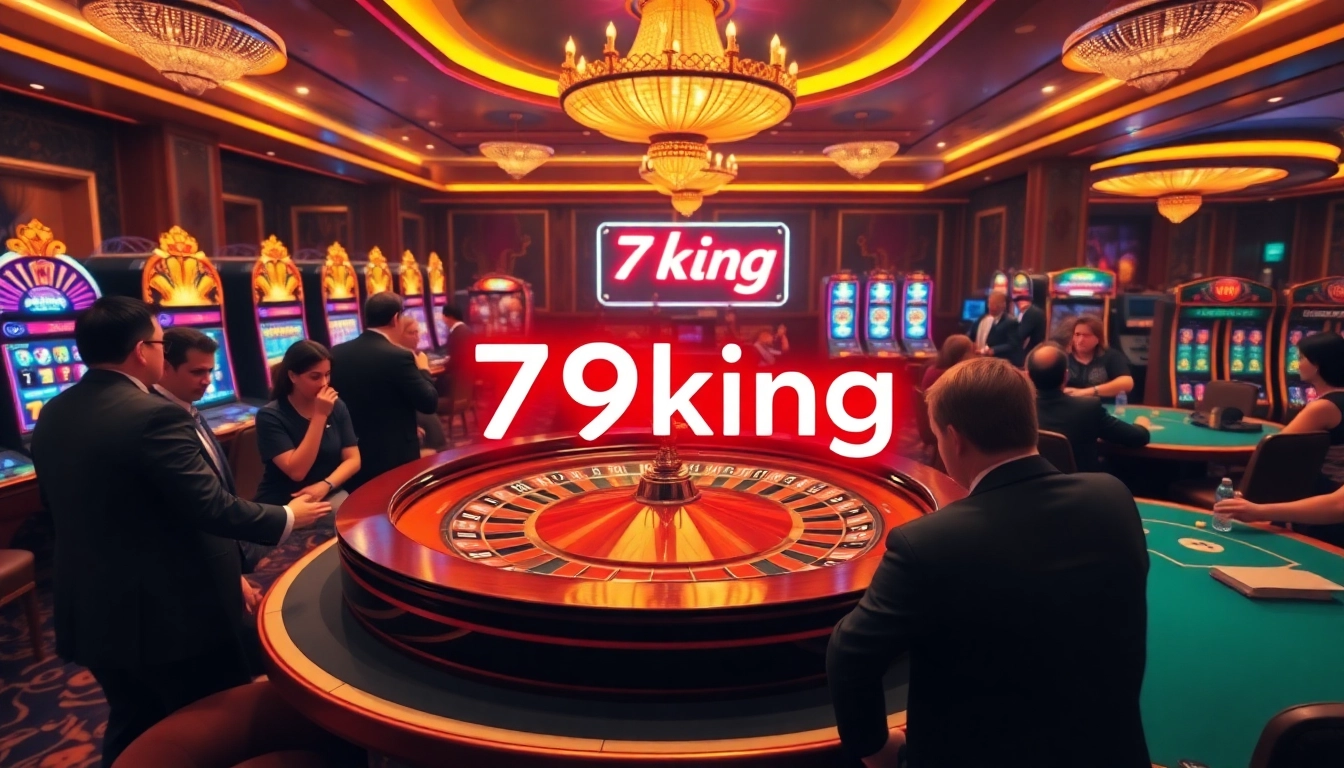 Experience the thrill of 79king's vibrant casino ambiance with roulette and poker.
