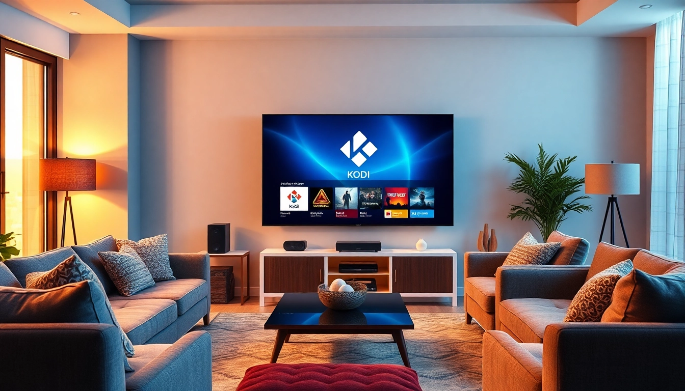 Kodi TV showcased on a stylish living room screen with modern decor.