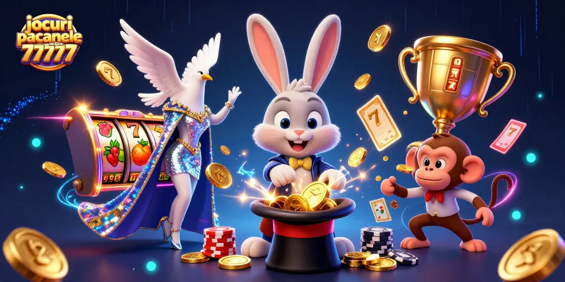 Joacă jocuri pacanele gratis 77777 cu un magician, o porumbelă asistentă și o maimuță hoț în action.