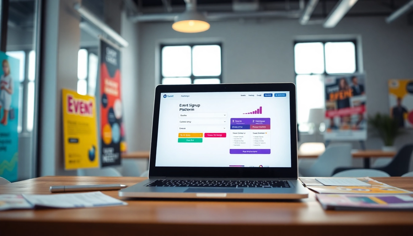 Engaging setup of an event signup platform showcasing interactive features for user registration.