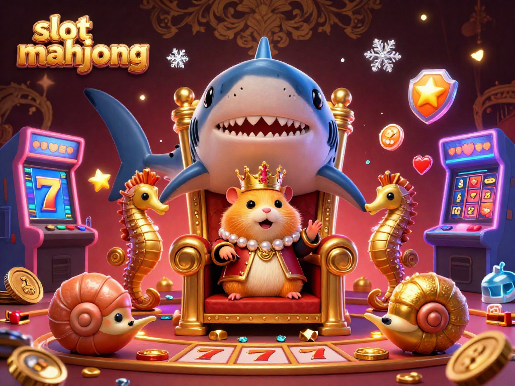 Mainkan slot mahjong dengan jackpot x5000 dikelilingi karakter laut berwarna-warni.