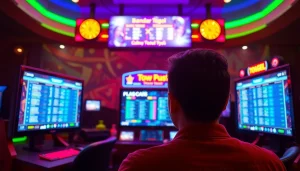 Menggambarkan bandar togel resmi dengan permainan digital yang menonjol dan pengaturan gamers baru yang vivid.