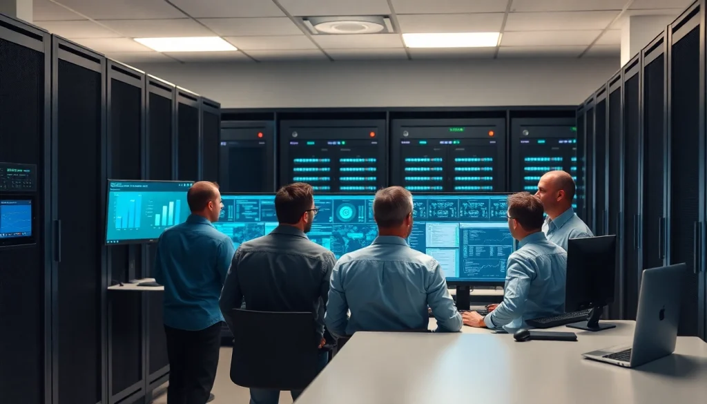 Proxmox Virtualization Experts collaborating in a professional data center environment.