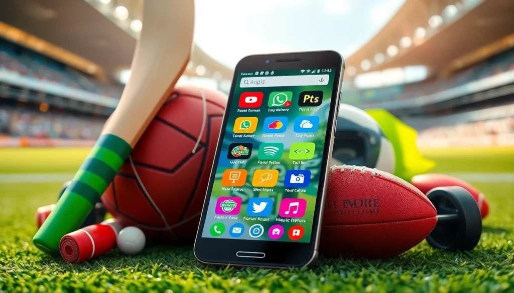 Explore the best sports betting sites in India with modern apps and vibrant sports elements surrounding them.