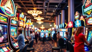 Menampilkan slot terpercaya dengan suasana kasino yang cerah dan penuh warna.