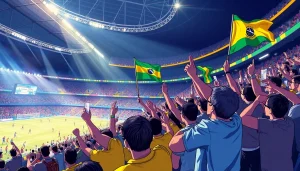 Engaging sports betting Brazil scene with fans celebrating in a stadium.