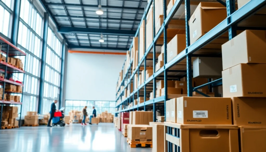 Manage 3PL operations efficiently with an organized warehouse setup in bright lighting.