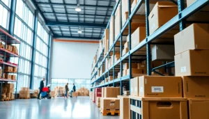 Manage 3PL operations efficiently with an organized warehouse setup in bright lighting.