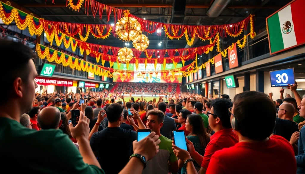 Engaged fans celebrating sports betting at vibrant locations, showcasing the best sports betting sites in Mexico.