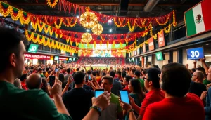 Engaged fans celebrating sports betting at vibrant locations, showcasing the best sports betting sites in Mexico.