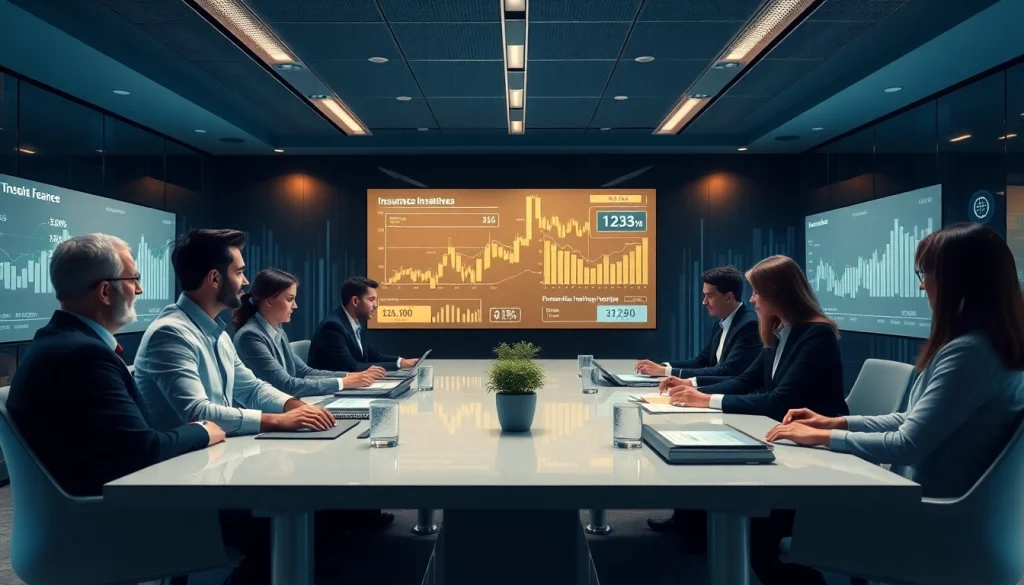 Modern financial office with professionals discussing insurance plans, emphasizing trust and innovation, related to 79king hn.