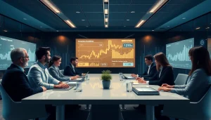 Modern financial office with professionals discussing insurance plans, emphasizing trust and innovation, related to 79king hn.