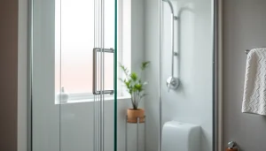 Admire the sleek paroi de douche creating an elegant ambiance in a modern bathroom.