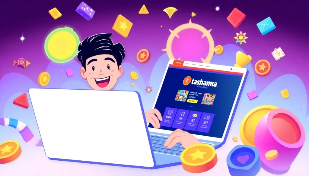 Tashan win login interface displayed on a laptop, showcasing excitement and user-friendly design.