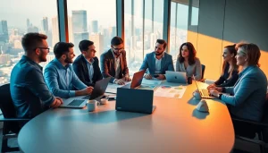 Good Wolf Marketing team's interactive strategy session in a bright office.