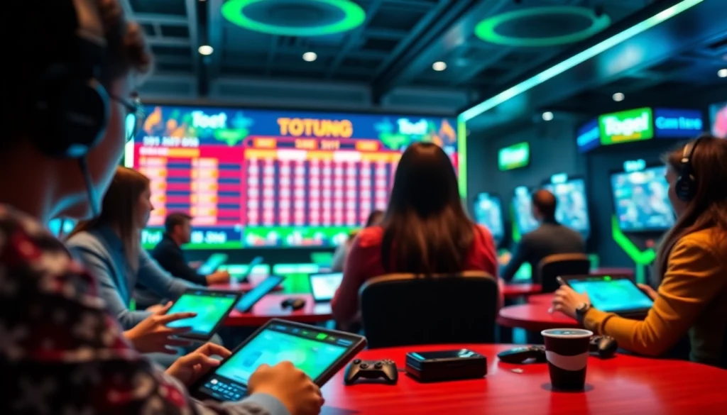 Permainan togel online yang menarik dengan pemain yang terlibat dalam aksi dan tampilan antarmuka modern.