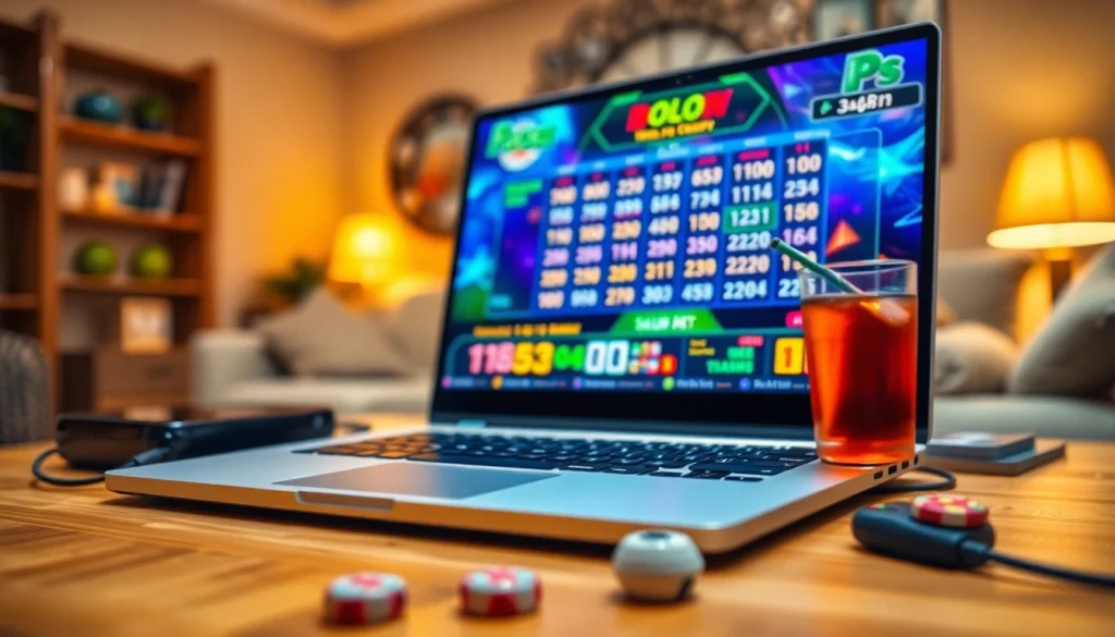 Permainan togel online yang menarik di layar laptop yang cerah dan ramah.