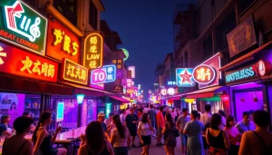 Experience the vibrant 다낭밤문화 with lively nightlife scenes showcasing bustling bars and karaoke spots.