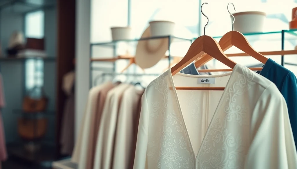 Showcase Rivelle's elegant clothing piece in a stylish boutique setting.