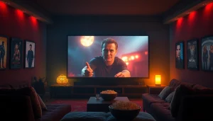 Experience the joy of watching filme online gratis in a cozy home theater setup.