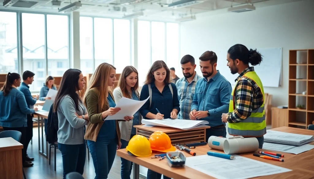 Engaged students in construction education colorado classroom with hands-on learning and collaboration.
