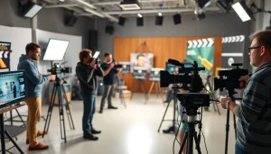 Capturing a vibrant corporate video production scene showcasing diverse collaboration.