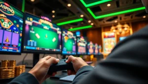 Interactively engaging at the best online casinos Oklahoma with vibrant gaming environment and digital elements.