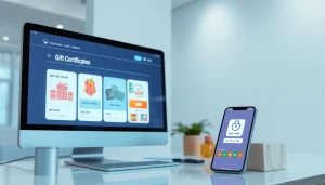 상품권소액결제의 시각적 표현으로, 디지털 상품권과 결제 솔루션을 보여줍니다.