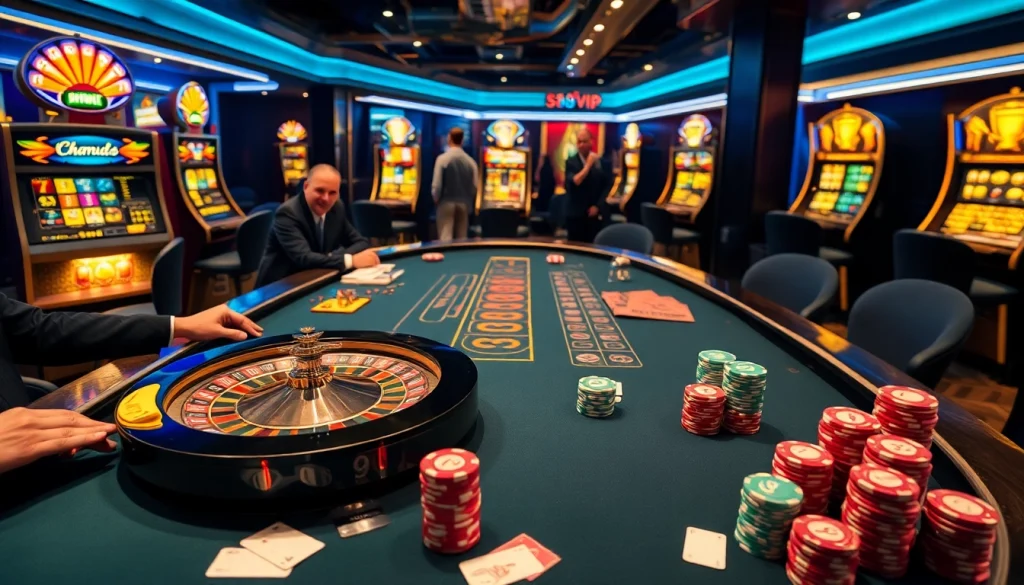 s88 vip players enjoy high-stakes gaming at luxurious casino tables, engaging excitement.