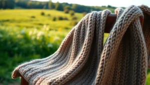 Showcase handcrafted wool garments from https://www.ound-ound.com against a natural backdrop.