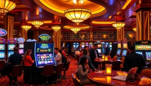 Rasakan sensasi deposit slot 1k bersama para pemain di sekitar mesin slot yang hidup dan mewah.