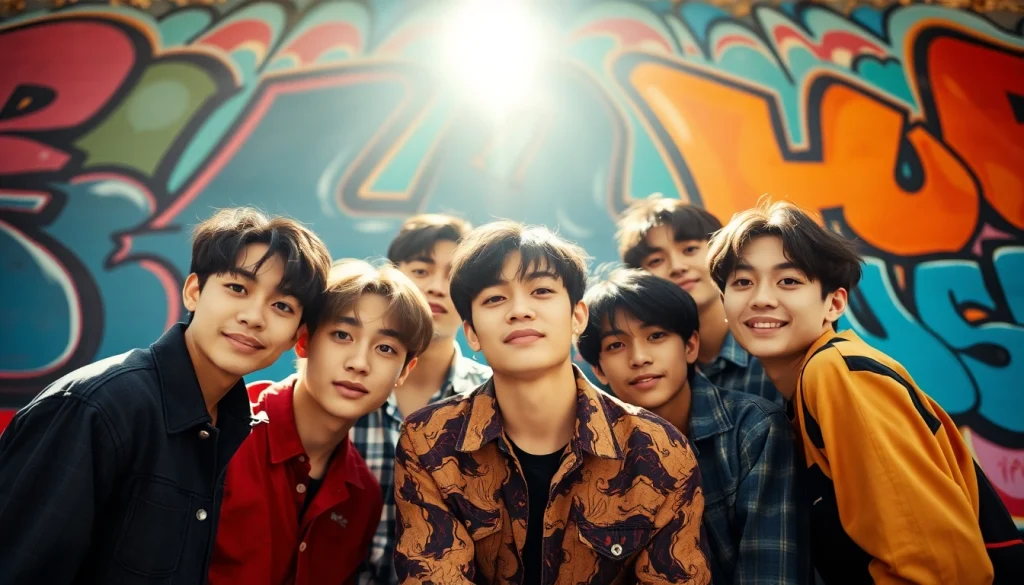 BTS members showcasing their individuality against a vibrant backdrop, radiating energy and style.