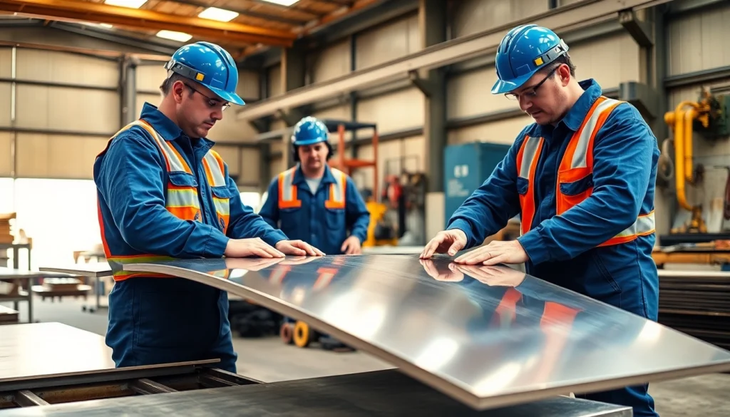 Steel fabricators near me working expertly in a bright workshop, showcasing craftsmanship and teamwork.