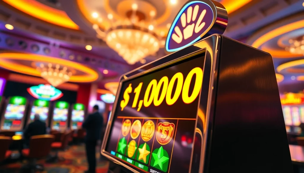 Menampilkan slot deposit 1000 dengan mesin slot mengesankan di kasino yang ramai.