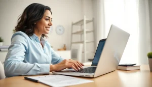 Engaged virtual tax preparer assisting clients in a modern online setting with digital tools.