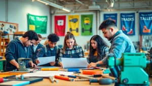 Students at trade schools in Hawaii participate in hands-on training together in a vibrant workshop.